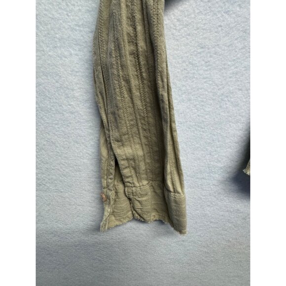 Avenue Outfit Stars Olive Green Button-Up Long Sleeve Shirt Frayed Womens L - Picture 4 of 9